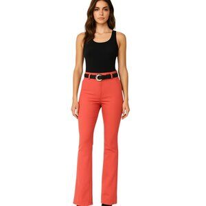 Women's High-Waisted Coral Pants with Belt
